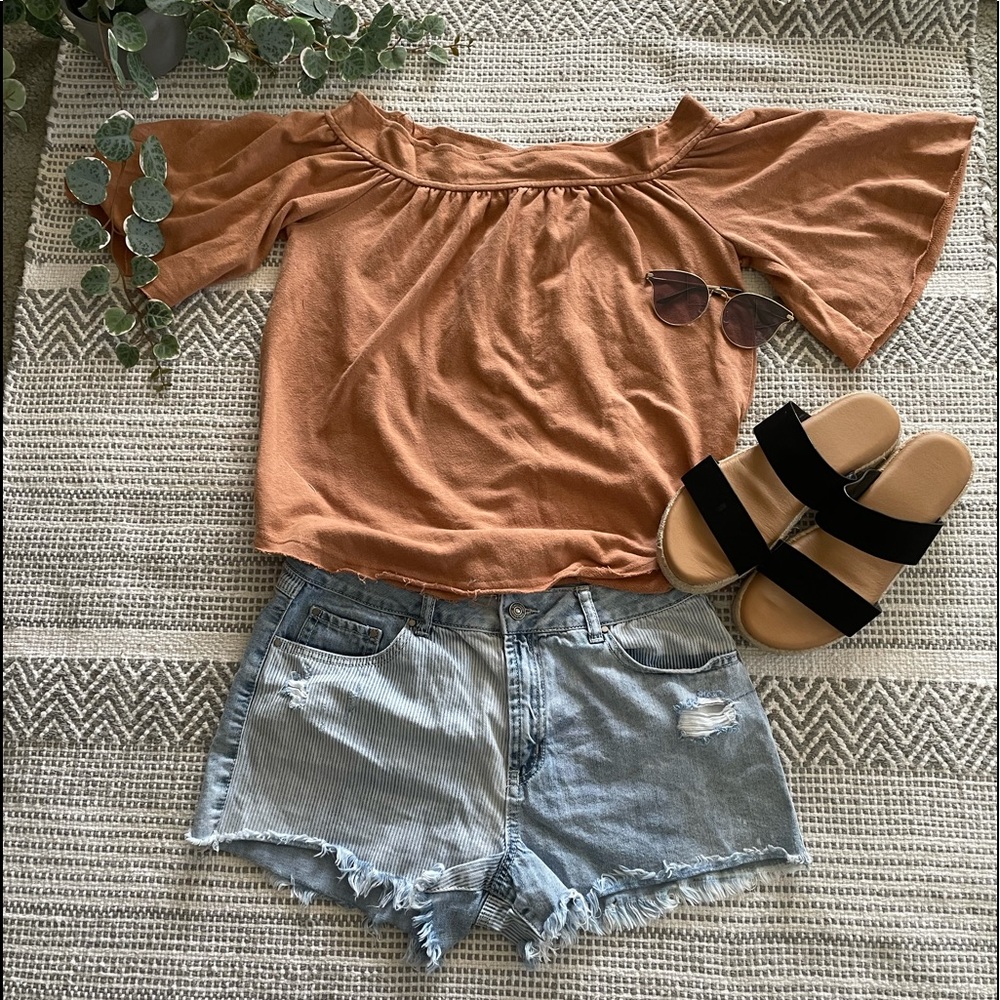 Light washed High waisted jean shorts